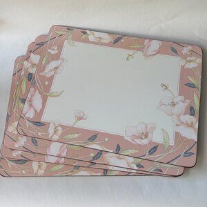 Vtg Set of Four Floral Placemat Cork Backed